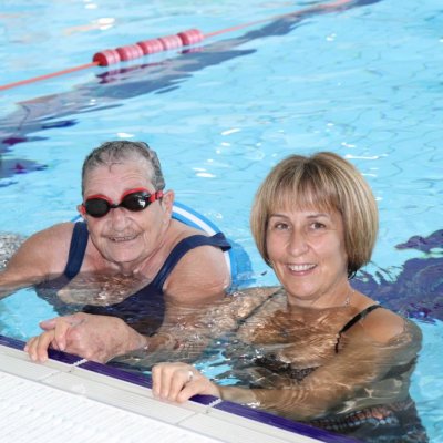 Doreen swimming with Katie and Tina 