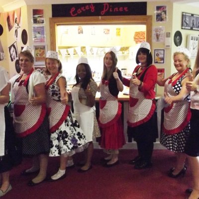 Carey Lodge team dress up for their 1950's themed diner event