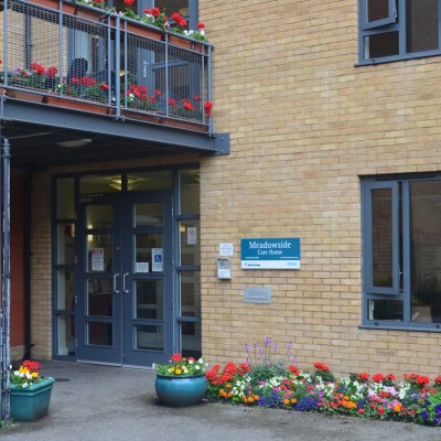 Meadowside front entrance with flowers