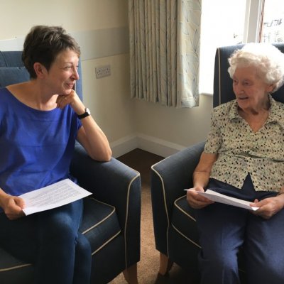 Mandy chatting to resident
