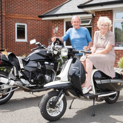 Residents sat on motorbikes