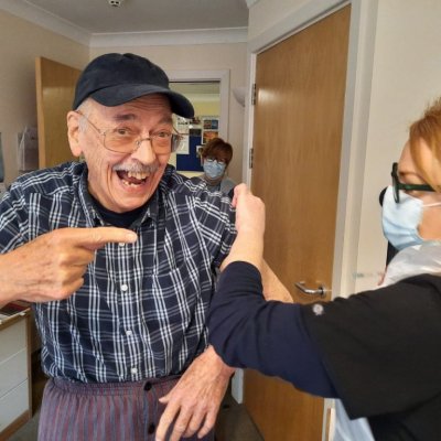 Malcolm, our Resident at Sir Aubrey Ward receives his vaccination